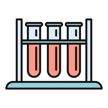 Test tubes liquid in rack science experiment researching Stock Illustration
