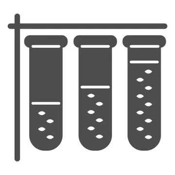 Test tubes with liquids solid icon, Chemical research and science concept Stockillustratie