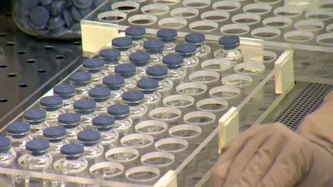 Test tubes with medicine. Doping tests. Stock Footage 83143699