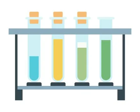 Test tubes on a metal rack vector icon flat isolated Stock Illustration