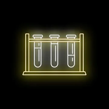 Test tubes rack with glowing neon scientific icon Stock Illustration