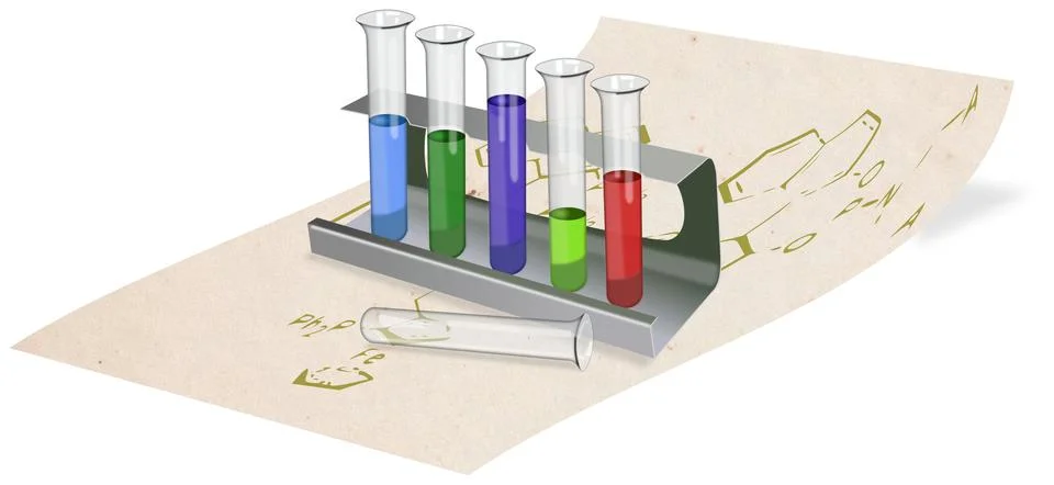 Test tubes in rack Stock Illustration