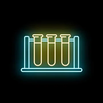 Test tubes rack neon glow icon design Illustrazione stock