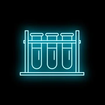 Test tubes in rack neon light icon Stockillustratie