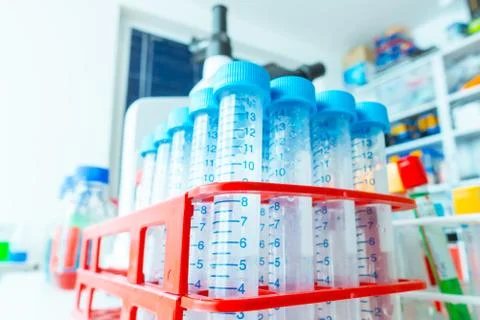 	Test tubes in rack Stock Photos