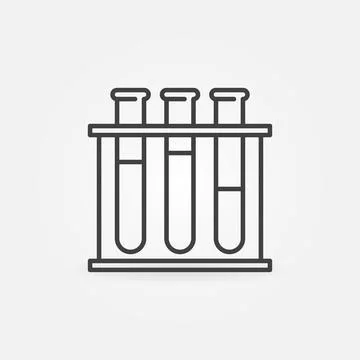 Test Tubes Rack vector concept thin line icon or sign Stock Illustration