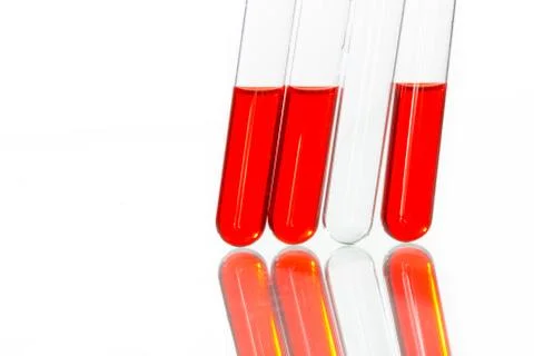 Test tubes red drop, Laboratory Glassware Stockfoto's