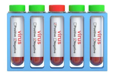 Test tubes with sample blood. 3D rendering 스톡 일러스트