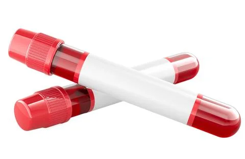 Test tubes with sample blood. 3D rendering イラスト素材