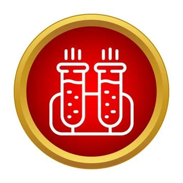 Test tubes science experiment icon in red circle Stock Illustration