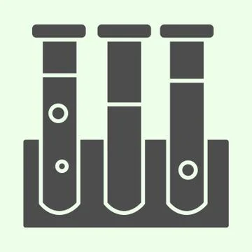 Test tubes solid icon. Laboratory equipment flask with fluid glyph style Stock Illustration
