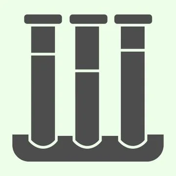 Test tubes solid icon. Laboratory equipment flask with fluid glyph style Stock Illustration
