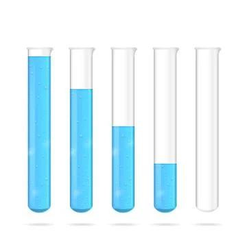 Test tubes with solution in a row Stock Illustration