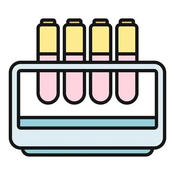 Test tubes standing in a chemical science rack Stockillustratie