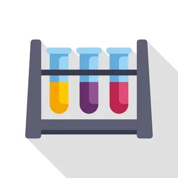 Test tubes standing in rack with colorful liquids Stock Illustration