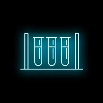 Test tubes standing in rack with neon glow icon Stock Illustration