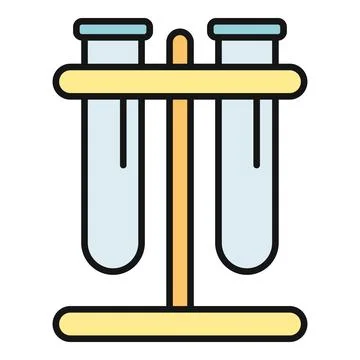 Test tubes standing in rack for science experiments Stock Illustration