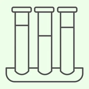 Test tubes thin line icon. Laboratory equipment flask with fluid outline style Stock Illustration