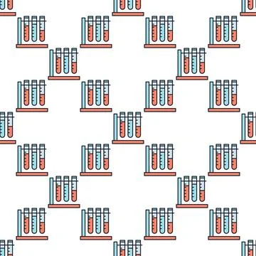 Test Tubes vector Science colored seamless pattern Illustrazione stock