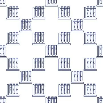 Test Tubes vector Science seamless pattern in thin line style イラスト素材