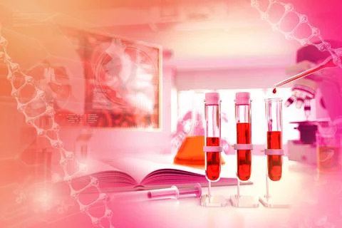 Test tubes vials in college facility - blood sample 스톡 일러스트