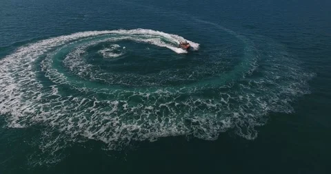 Test turn of a new boat Stock Footage 219941925