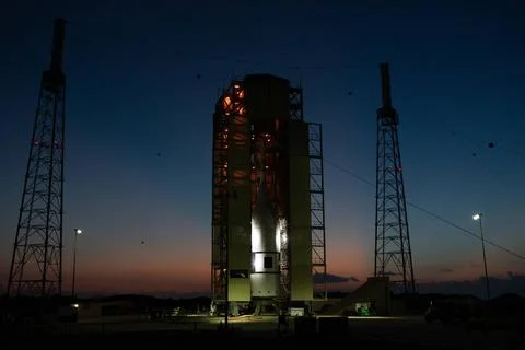 A test version of NASAs Orion crew module is ready for rollback at Space .. Stock Photos