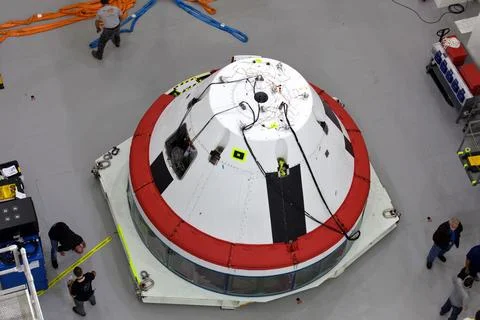A test version of the Orion crew module is inside the Launch Abort System F.. Stock Photos