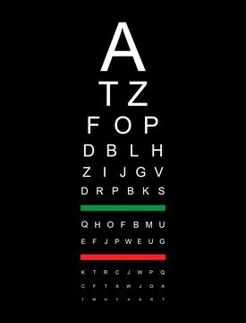 Test visual measure icon, optical chart letter symbol, optometrist focus vect Stock Illustration
