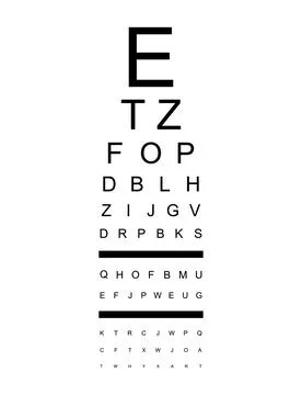 Test visual measure icon, optical chart letter symbol, optometrist focus vect Stock Illustration