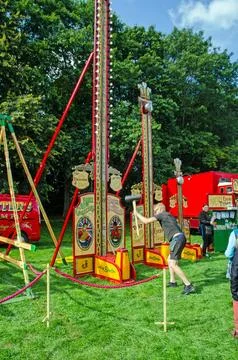 Test Your Strength machine at Carters Steam Fair, Basingstoke Stock Photos