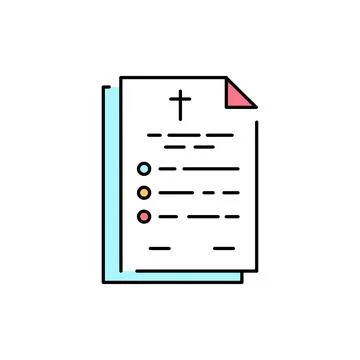 Testament or death document line color icon. Religion. Sign for web page Stock Illustration