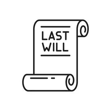 Testament probate isolated last will document icon Stock Illustration