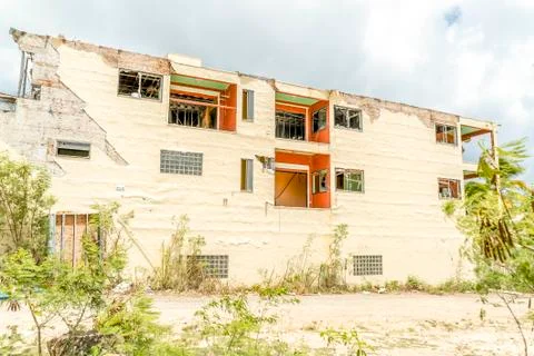 TestBuilding damage from hurricane Irma back in 2017 on St.Maarten Stock Photos