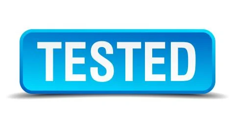 Tested blue 3d realistic square isolated button Illustrazione stock