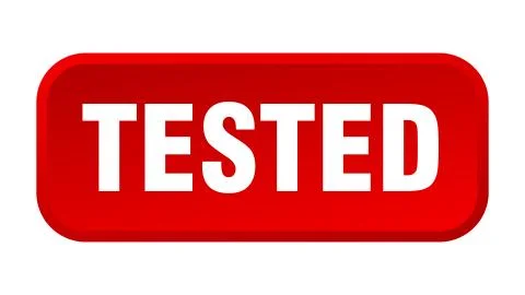 Tested button. tested square 3d push button Illustrazione stock