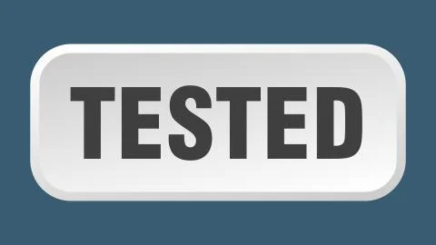 Tested button. tested square 3d push button Illustrazione stock