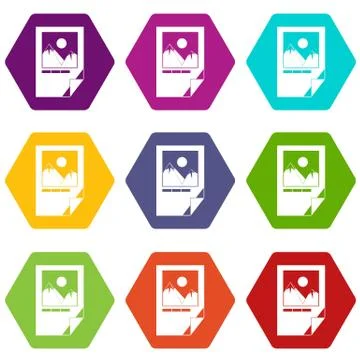 Tested ink paper with printer marks icon set color hexahedron Stock Illustration