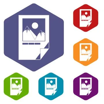 Tested ink paper with printer marks icons set Stock Illustration