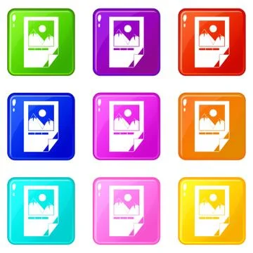 Tested ink paper with printer marks icons 9 set Stock Illustration