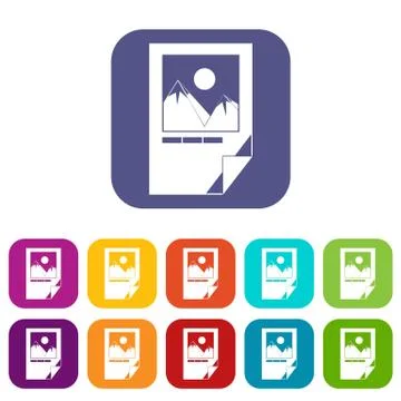 Tested ink paper with printer marks icons set Stock Illustration