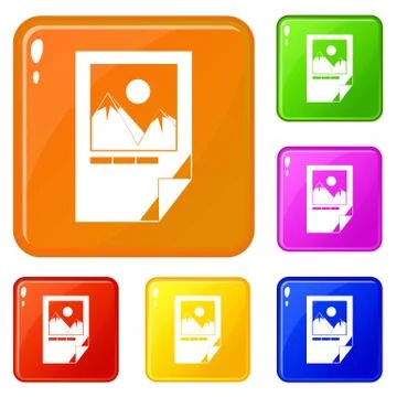Tested ink paper with printer marks icons set vector color Stock Illustration
