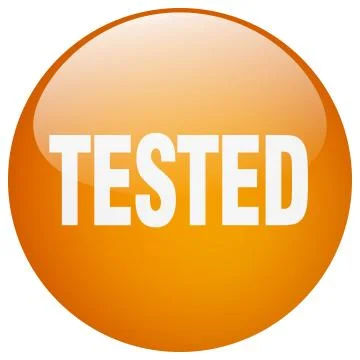Tested orange round gel isolated push button Stock Illustration