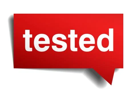 Tested red 3d realistic paper speech bubble isolated on white Illustrazione stock
