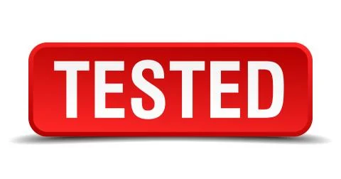 Tested red 3d square button isolated on white Illustrazione stock