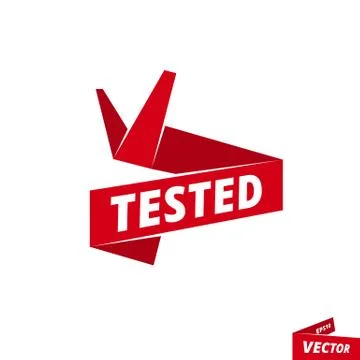 Tested - red ribbon banner, vector template for web, print, presentation Illustrazione stock