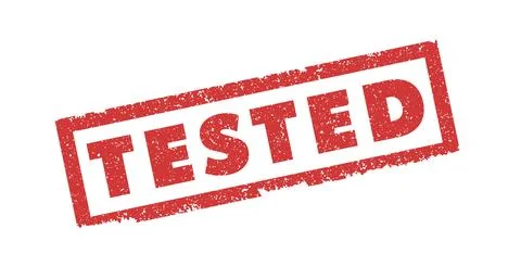 Tested red stamp. Grange mark in red paint on white background. Vector Illustrazione stock