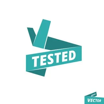 Tested -  ribbon banner, vector template for web, print, presentation Illustrazione stock