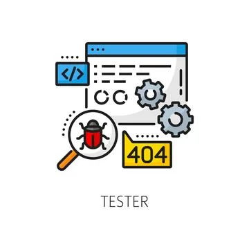 Tester web development job outline color icon Illustrazione stock