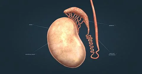 Testicle and Epididymis, Cross Section Stock Illustration